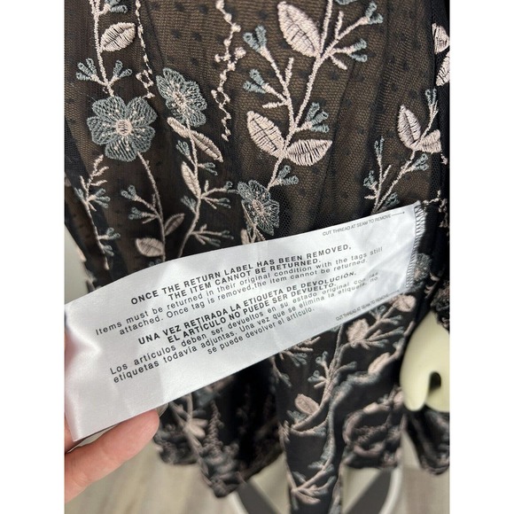 NEW Dress the Population Floral Embroidered Dress S Mesh Sabrina Black Cocktail - Picture 11 of 12